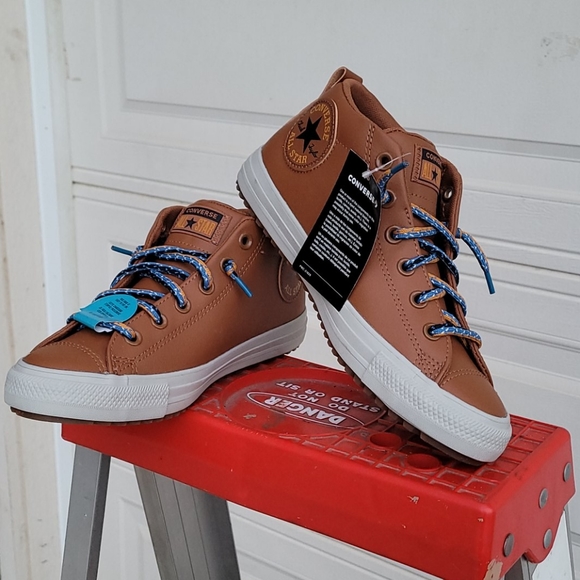 Converse tan leather 5.5 junior slip on 7.5 womens - Picture 3 of 12